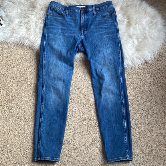 💙🤍Madewell 10" High Rise Skinny Jeans Blue Women's 💙🤍size 30 Stretch - Picture 2 of 7